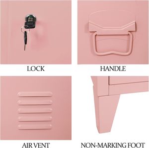 Archivador Metálico Moderno <span class=keywords><strong>para</strong></span> Oficina en Casa MIOCASA con Puertas y Estantes con Cerradura, Organizador de Archivador Rosa y <span class=keywords><strong>Armarios</strong></span> con Cerradura <span class=keywords><strong>para</strong></span> Niños - Product Image 2