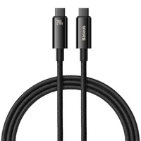 Kabel Data Pengisian Cepat Baseus Tungsten Gold Type-C ke Type-C 240W 1m/2m/3m E-marker Smart Chip
