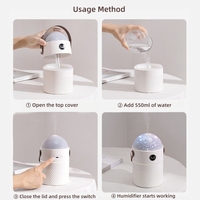 Humidificateurs intelligents de bureau portables chambre 550Ml Usb sans fil Rechargeable projecteur lampe humidificateur d'air avec batterie