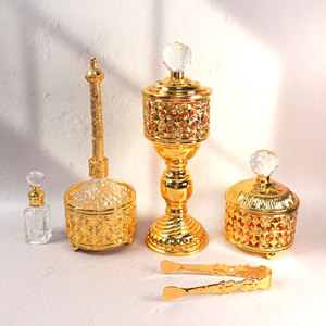 Luce di lusso in metallo Bakhoor arabo bruciatore di incenso Set decorazione per la casa soggiorno ornamenti vassoio specchio medio oriente bruciatore di incenso - Product Image 2