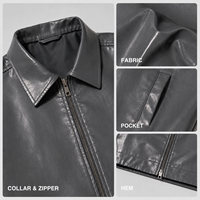 Veste pour homme OEM en cuir PU brillant, col rabattu, fermeture éclair métallique, poches latérales, manches longues, style streetwear minimaliste, veste décontractée