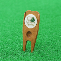 Outil de réparation de divots en bois avec logo personnalisé, marqueur de balle de golf, porte-club, accessoires