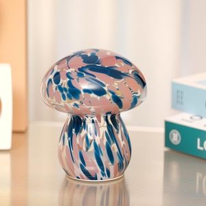 Hiện đại màu xanh nấm kính nhỏ Đèn bàn cạnh giường ngủ đầu giường & Bàn đèn với pin cung cấp điện cho phòng ngủ ánh sáng ban đêm - Product Image 2