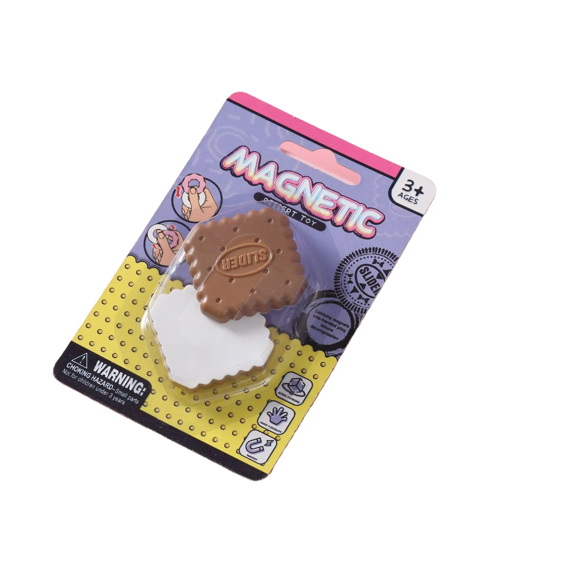 K053 2022 Hot Selling Magnetic Finger Tip Slider Pressure Relief Toys Decompression Magnet Slide Cartoon Biscuits For Kids