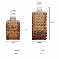 Flacon diffuseur d'huiles essentielles en verre carré brillant et coloré de luxe, 100 ml, 250 ml, avec bouchon à vis, pour parfum d'intérieur