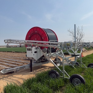 Système d'irrigation agricole automatique à turbine à eau avec enrouleur de tuyau JP90-400 et portique à bascule, basse pression, haute efficacité - Product Image 1