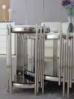 Ensemble de Table Basse de Salon en Marbre de Luxe, Meubles en Acier Inoxydable