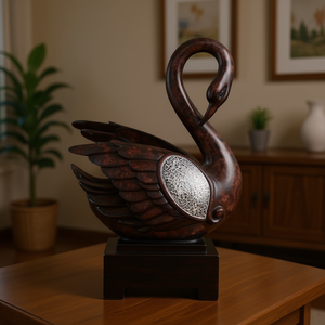 Objeto Decorativo Folius Swan de 16.5 Pulgadas de Alto, Hecho a Mano en Madera, Diseño Contemporáneo para Mesa - Product Image 2