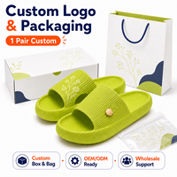 Claquettes en EVA vert lime à imprimé botanique, pantoufles d'intérieur avec breloque bouton, sandales à enfiler, Chinelo Verde, semelle texturée, vente en gros OEM