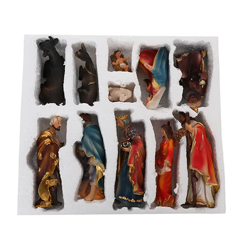 Personaje religioso de Navidad para decoración del hogar, figuritas de resina, artesanía, juego de Natividad