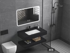 Meuble-lavabo mural rectangulaire moderne KAVED de 28 pouces avec miroir, comptoir et lavabo en ardoise, robinet inclus, garantie 1 an - Product Image 5