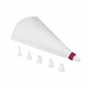 Piping Bag <b>Set</b> With 5 Tips For Cake Decorating 12 Inch Reusable Pastry Bag With Plastic Nozzle For <b>Baking</b> And Icing - Product Image 2
