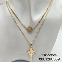 Collier à breloques en forme de croix superposée plaqué or XUPING, imitation perle, chaîne à maillons, style religieux, unisexe pour homme/femme
