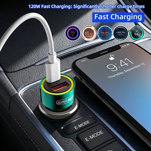 Cargador de Coche de Carga Rápida de Alta Velocidad con Doble Puerto de 120 W, PD 30 W, Tipo-C, USB QC3.0, Compatible con Teléfonos Móviles iPhone y Samsung - Product Image 5