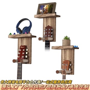 Soporte de pared para guitarra de madera maciza, rectangular, color natural, para colgar en la pared, para ukelele, guitarra acústica, Erhu - Product Image 5