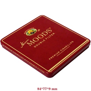 Rectangular metal cigarette tobacco tin case with hinged lid 10 cigarettes storage tin case box