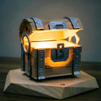 Lampe coffre au trésor à lévitation magnétique, veilleuse flottante, lampe de table décorative créative avec base en bois, thème Aventure Pirate