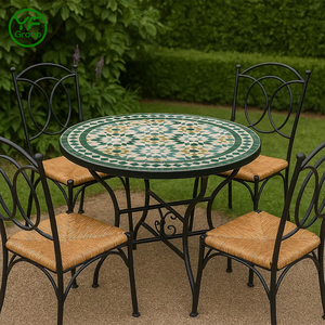 Ensemble <span class=keywords><strong>table</strong></span> et chaises <span class=keywords><strong>de</strong></span> restaurant <span class=keywords><strong>en</strong></span> céramique <span class=keywords><strong>marocaine</strong></span> <span class=keywords><strong>mosaïque</strong></span> ronde, <span class=keywords><strong>table</strong></span> basse d'extérieur pour patio, <span class=keywords><strong>jardin</strong></span>, balcon - Product Image 1