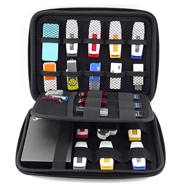 Custom Tech Electronics Power Bank Gadget Organizer Travel EVA Hard Storage Case USB Cable Carrying Pouch Bag