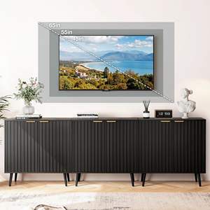 Mueble de Almacenamiento Moderno con Puertas Acanaladas, Estantes Ajustables, Gran Capacidad, Independiente, para Entrada o Sala de Estar, <span class=keywords><strong>Buran</strong></span> - Product Image 1