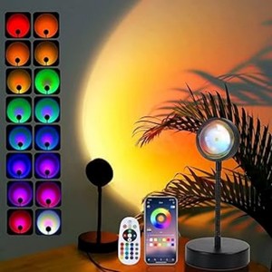 Projecteur <span class=keywords><strong>de</strong></span> coucher <span class=keywords><strong>de</strong></span> soleil pour la décoration <span class=keywords><strong>de</strong></span> la pièce, lampe à lumière solaire aux couleurs infinies, éclairage d'ambiance, lumière du coucher <span class=keywords><strong>de</strong></span> soleil et du lever du soleil 360° ° Lampe <span class=keywords><strong>de</strong></span> projection LED rotative - Product Image 1