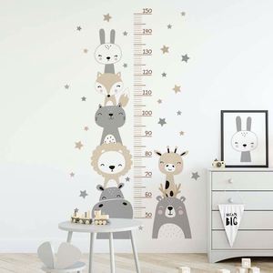 Cartoon Animal Height Chart Sticker Self-Adhesive PVC <b>Wall</b> <b>Decal</b> for Kids Room <b>Nursery</b> & Kindergarten 50-150cm Measurement - Product Image 4
