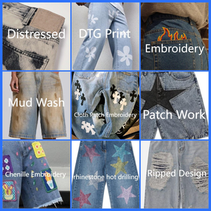 Design personnalisé léopard Baggy Jeans Shorts Streetwear Carvans 100% coton Dtg Imprimer Jeans Pantalon Short Jorts pour hommes - Product Image 5