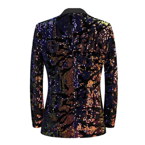 Blazer de Traje de Hombre de Lujo con Lentejuelas Coloridas, Chaqueta de Esmoquin <span class=keywords><strong>Formal</strong></span> con Solapa de Satén y un Solo Botón para Caballeros - Product Image 1