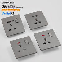 Panel de PC Gris Mate Ultrafino de 6 mm KSQ, Enchufe de Pared Universal Multiestándar para Reino Unido, Francia y la UE, para el Mercado Global