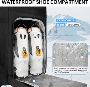 Mochila Impermeable de 65L para Botas de Esquí y Snowboard, Almacenamiento para Casco, Ligera, Duradera, Sistema de Transporte TCS, Unisex, para Viajes al Aire Libre - Product Image 3