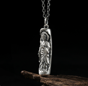 Pendentif ZHENXUN S925 en argent pur, Collier Bouddha Piliers du Soleil, Statue Bouddha, Signe du Zodiaque Bouddha, Design Original - Product Image 5