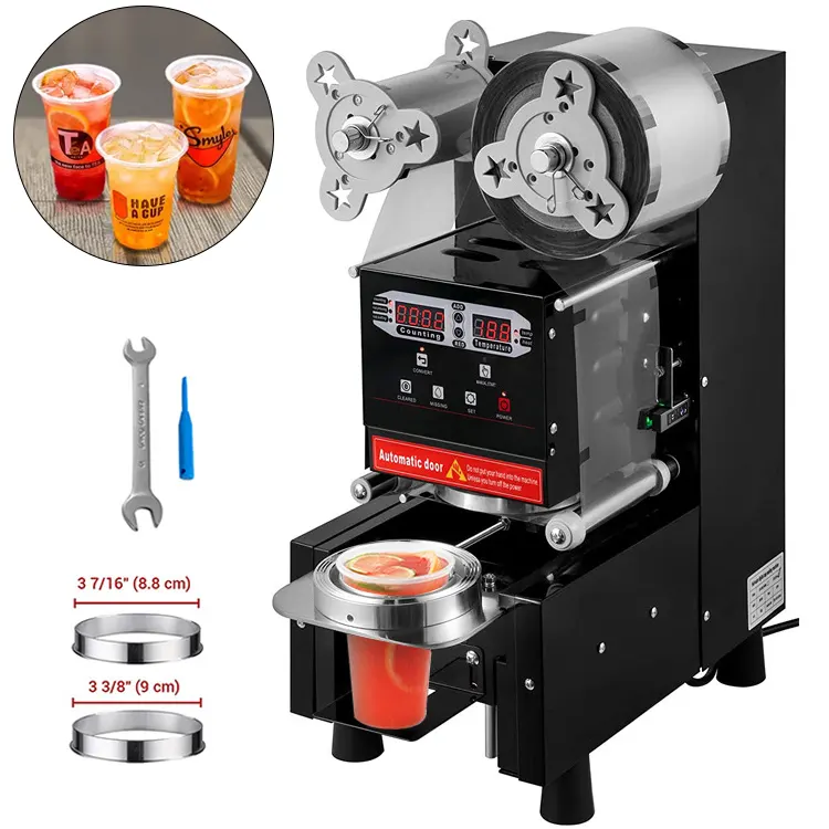 Venda quente elétrica 90 95 mm pp café bebida bolha chá 98mm boba suco copo aferidor copo automático máquina de selagem