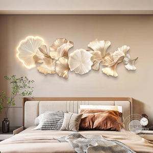 <span class=keywords><strong>Horloge</strong></span> <span class=keywords><strong>murale</strong></span> sans cadre en porcelaine cristalline motif feuille de Ginkgo, style <span class=keywords><strong>ethnique</strong></span> de luxe, pour salon, chambre à coucher, chevet, tableau mural - Product Image 5