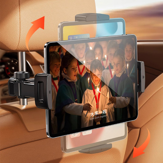 Strecheable Tablet Holder 360 Degree Rotation Adjustable Back Headrest Bracket for Car Mobile Phone Holder