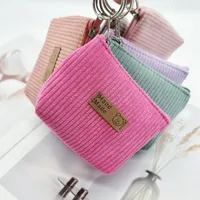 Pochette à monnaie en velours, organiseur de cosmétiques durable, sac de transport unisexe doux à rayures, mini pochette en velours, petit sac de rangement de voyage