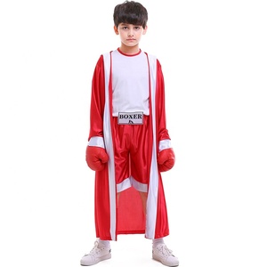 Costume d'halloween deux couleurs vêtements de sport pour enfants Boxer rouge et bleu Costume de compétition de boxe pour enfants - Product Image 2