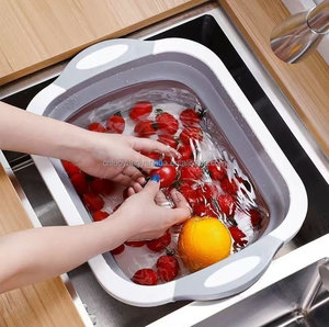 Camping Cuisine Essentials Vaisselle Pliable Lavabo Légumes Panier Égouttoir Planche À Découper Pliable - Product Image 4