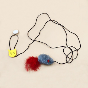 New hanging squeaky mouse <b>cat</b> toy stick, a self-entertaining device, a <b>plush</b> feather <b>cat</b> toy for pets. - Product Image 4