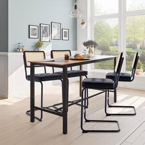 Mid Century Modern Barstools <strong>Set</strong> <strong>of</strong> <strong>4</strong> PU Leather <strong>Rattan</strong> Bar Stool <strong>Chairs</strong> with Sturdy Metal Frame for Kitchen - Product Image 6