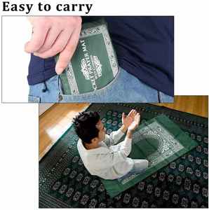 Nouveau modèle Vente en gros Mosquée de l'islam Tapis de prière de voyage avec boussole Tapis de prière de poche portable pour musulman - Product Image 6