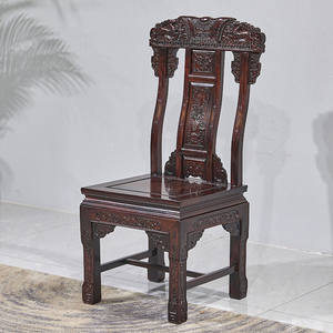 Set di Tavolo da Pranzo e Sedie in Palissandro Nero Indonesiano Standard Nazionale, Stile Classico Cinese con Giradischi in Palissandro a Foglia Larga Intagliato - Product Image 4