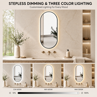Miroir de salle de bain ovale intelligent à LED avec éclairage frontal, pour maquillage, salon, gradation progressive, 3 couleurs, anti-buée, Bluetooth