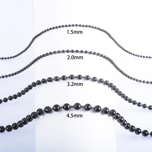 Collier de perles pour femmes et hommes, chaîne à billes en acier inoxydable, accessoires de bijoux pour le cou, collier rond Rolo plaqué noir - Product Image 3