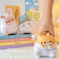 Mainan Squishy Kucing Cokelat Lucu, Slow Rising PU, Pereda Stres, Lembut, Sensorik, untuk Usia 14 Tahun ke Atas, Dekorasi Meja Kantor