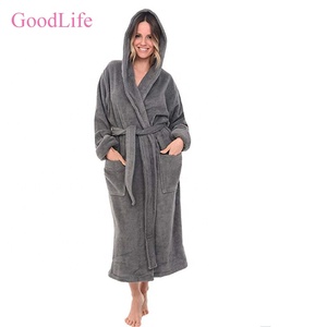 Luxury <strong>Hooded</strong> Terry Cloth <strong>Robes</strong> Women Cotton Sleepwear Shawl Collar Bathrobe With Hood - Product Image 1