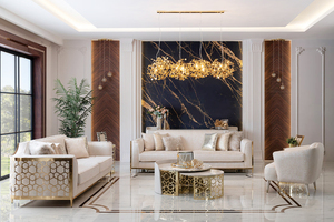 Set di divani con struttura in acciaio inossidabile di lusso moderno miglior <span class=keywords><strong>arredamento</strong></span> per la casa copertura in tessuto Villa ufficio Hotel soggiorno sala-vendita calda - Product Image 2