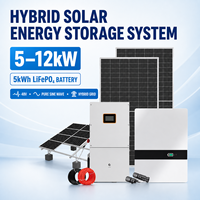 Système de stockage d'énergie solaire hybride efficace 5kW 12kW, batterie au lithium LiFePO4 48V pour une utilisation domestique et une alimentation de secours résidentielle