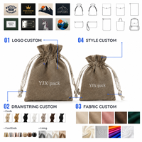 Pochette en velours gris doux avec cordon argenté, sac en velours personnalisé pour le rangement et l'emballage de bijoux