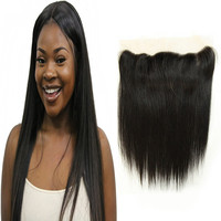 Meilleures ventes en gros : Lots de cheveux vierges lisses, fermeture frontale en dentelle, cheveux humains brésiliens 13x4 13x6 HD pour femmes noires