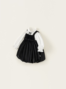Traje de primavera y otoño para niñas, Vestido de manga larga, falda con lazo para niños, 2 piezas, ropa de moda para bebés y niños - Product Image 4